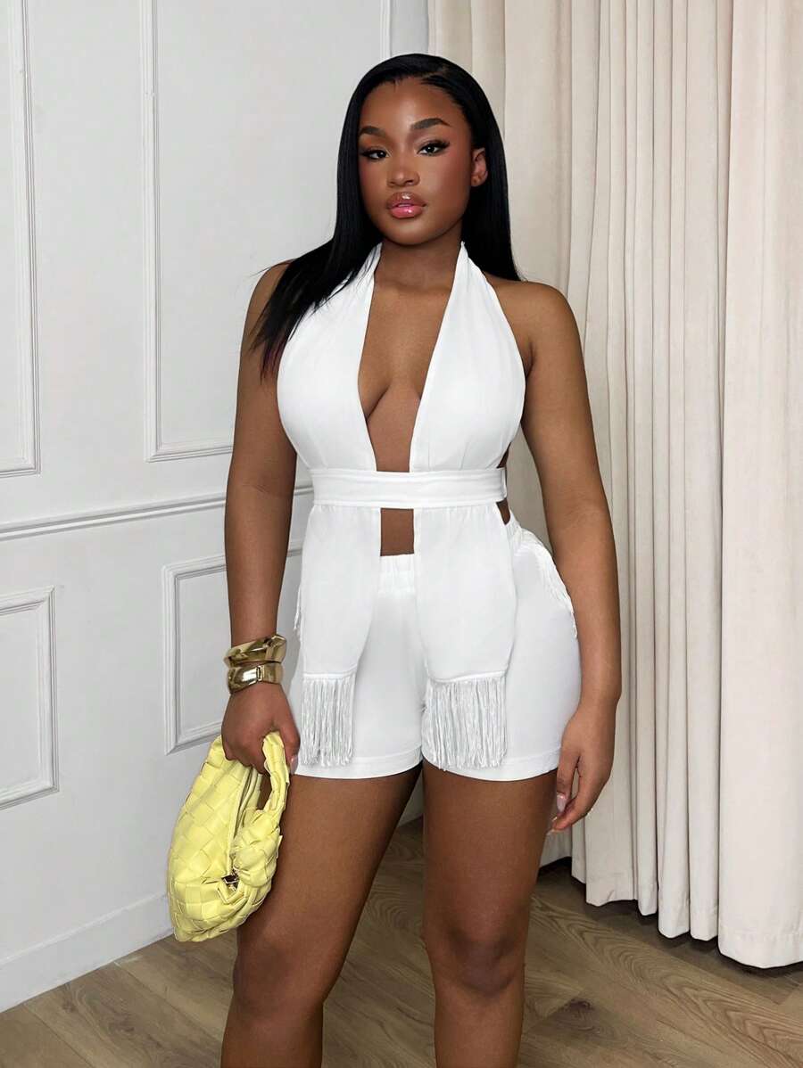 Slaydiva Women Two Pieces Outfits For Daily Wear - White - View 1