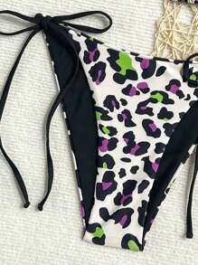 SHEIN Swim 女式动物印花吊带性感比基尼套装，两件套夏季沙滩泳衣（印花款式随机） - 彩色 - 查看 3