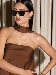 AiiRZ Strapless Bardot Top With Scarf & Maxi Skirt SET