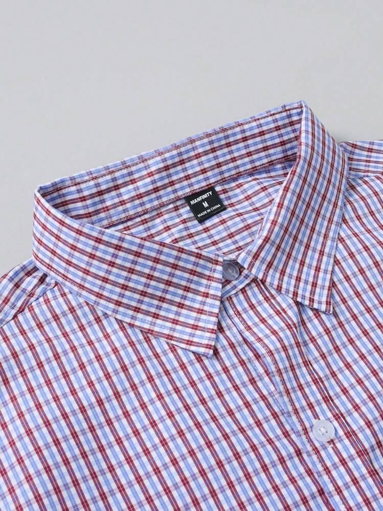 Manfinity Mode Men's Casual Commuter Plaid Long Sleeve Formal Shirt, Fall, Ceremony - Multicolor - View 7