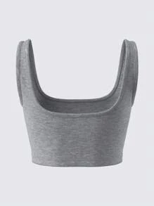 SHEIN BASICS Top casual sportivo a maglia, attillato, corto, a tinta unita