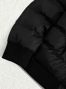 RueChic Men Letter Printed AW Regular Fur Hooded Padded Coat - Black - View 4