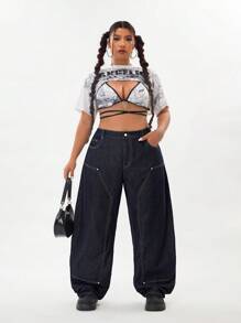 Jeanoix Jeans rectos de talla grande, de corte holgado y casual, para primavera/verano