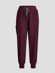 TaskEZ Simple Solid Color Cap Sleeve Top & Pants Nurse Scrub Uniform Set