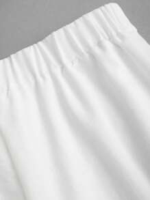 Sweetra Women's White Linen Button Down Relaxed Fit Straight Leg Pants, Flattering For Spring/Summer - White - View 6