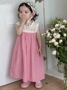 Dazy Kids Toddler Girls' Round Neck Lace Casual Nature-Inspired Sleeveless Dress - Pink - View 4