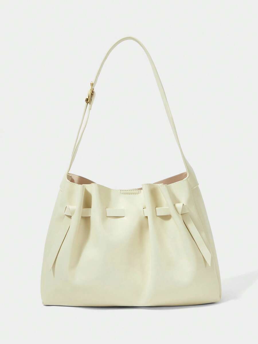 SHECARRY Bolso de hombro casual sólido y versátil de moda - Beis - Ver 1