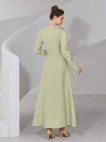 Modelyn Vestido de mujer elegante de unicolor con decoración floral 3D