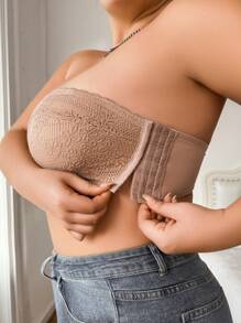 1 pieza Sujetador lencero invisible sin tirantes de mujer, con hebilla lateral, que levanta y evita el flacidez, talla grande