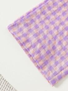 SHEIN 2pcs/Set Baby Girl Plaid Print Comfortable Fashion Versatile All-Match Top And Shorts, Spring/Summer