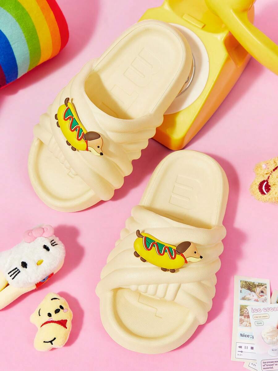 Cuccoo Women's Fashion Summer House Wear Thick Bottom Non-Slip Quiet EVA Beach Slides - Yellow - View 1