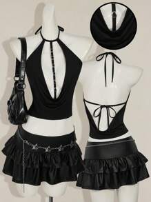 SHEIN ICON 女士纯色镂空时尚背心，适合夏季