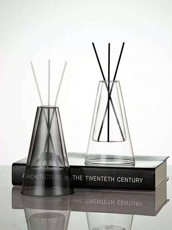 1 Glass Vase, Indoor Aromatherapy Diffuser, (No Diffuser Stick, Single Bottle) Diffuser, Aromatherapy Bottle Double-Layer Home Decoration, Room Decoration, Modern Wedding Decoration Hydroponic Flower Pot, Glass Container Crafts Decoration