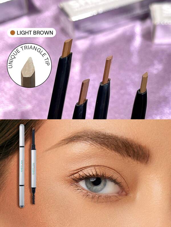 SHEGLAM Dual-Ended Fine Eyebrow Pencil-Light Brown Waterproof Double Head Eyebrow Pen Long Lasting Smudge-Proof Filling Outlining Triangle Head Eyebrow Makeup Christmas Winter Eyebrow Graduation Birthday Holiday Summer Fall Autumn Y2K Fancy Fashion Women Makeup Cosmetic Party Beach Travel Camping Outdoors School Campus Trip Festivals Decor Gift Present Rose Girl Cosplay Best Color Charm Vibe
