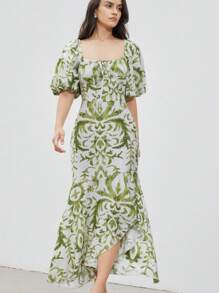 Aveloria Modichic 系带不对称下摆短袖连衣裙