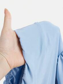 SHEIN Girlism Tween Girls Knitted Solid Color Cute Ruffle Layered Built-In Shorts Mini Skirt, Y2K, Fashionable & Unique - Baby Blue - View 6