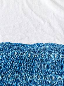 Flirla 2pc Set Retro Floral Print Ruffle Hem Tube Top & High Waist Skirt For Women - Blue - View 5