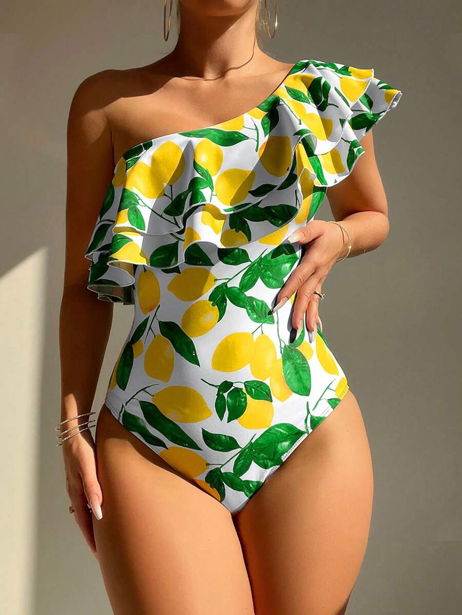 Swim Vcay Copyrighted Random Print One-Piece Swimsuit For Summer Beach Vacation - Multicolor - View 1