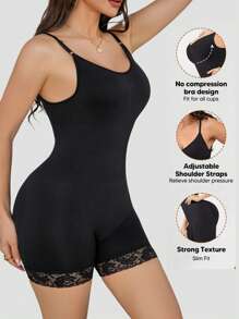 SHEIN 1 pieza Moldeador corporal sin costuras para mujer con cinturilla reductora, control de abdomen, levantador de glúteos, sin espalda, cuello cuadrado, body