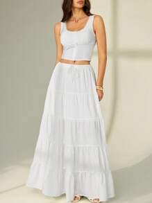 SHEIN Tall Women Two Pieces Outfits For Daily Wear - White - View 5