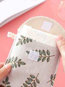 1 件无纺布卫生巾收纳袋，现代叶子图案卫生棉条收纳袋，适用于卫生巾旅行收纳袋、化妆包、化妆包、度假收纳袋、大容量化妆品收纳盒、化妆盒，可容纳口红、刷子、护肤品、手机、硬币、小物品，适用于家庭、礼物、度假和节日万圣节圣诞节多功能用途，波西米亚风 - 多色 - 查看 5