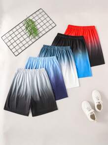 Bộ 5 quần short thời trang thường ngày đa năng màu gradient cho bé trai tuổi teen, thích hợp cho chuyến du lịch bãi biển mùa hè - Nhiều màu - Xem 2