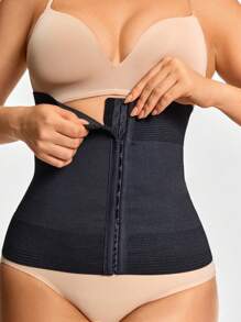 SHAPORA Women Solid Front Button Seamless Waist Cincher - Black - View 7