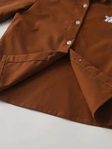 SHEIN 2pcs/Set Young Boy Embroidery Long Sleeve Shirt And Pants Gentleman Suit Chic Outfits For Autumn/Winter - Brown - View 6