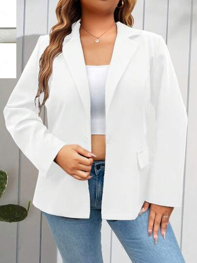 SHEIN LUNE Plus Size Women's Versatile Casual Christmas & New Year Blazer Jacket, Spring/Autumn Graduation,Back To School,Teacher Outfits For Women Fall Cloth For Women Winter