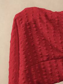 Boho Mama Maternity Summer Minimalist Textured Ruffle Hem Bodycon Dress - Red - View 5