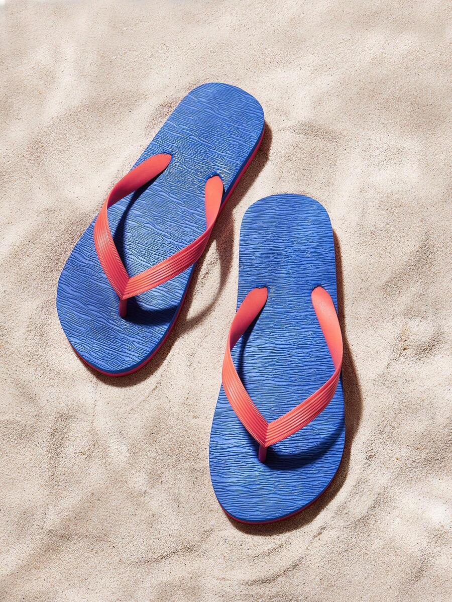 Grefit Chanclas planas de color block de CUCCOO para uso interior y exterior - Azul - Ver 1