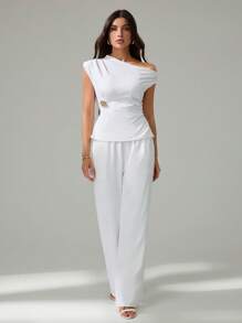 SHEIN Tall Women Two Pieces Outfits For Daily Wear - White - View 6