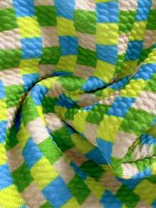 Swim Mod 2pcs/Set Women Summer Beach Holiday Random Bubble Gingham Print Triangle Tie Bikini Set Including Bottoms - Multicolor - View 6