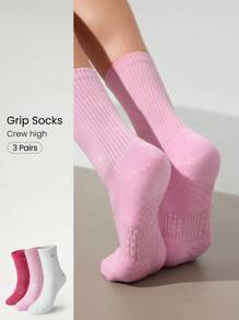 GLOWMODE 3 Pairs Make A Move Grip Scrunch Crew Socks - Multicolor - View 1