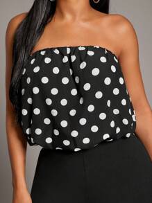SHEIN SXY Top a fascia con stampa a pois alla moda per donna, abbigliamento da vacanza estiva