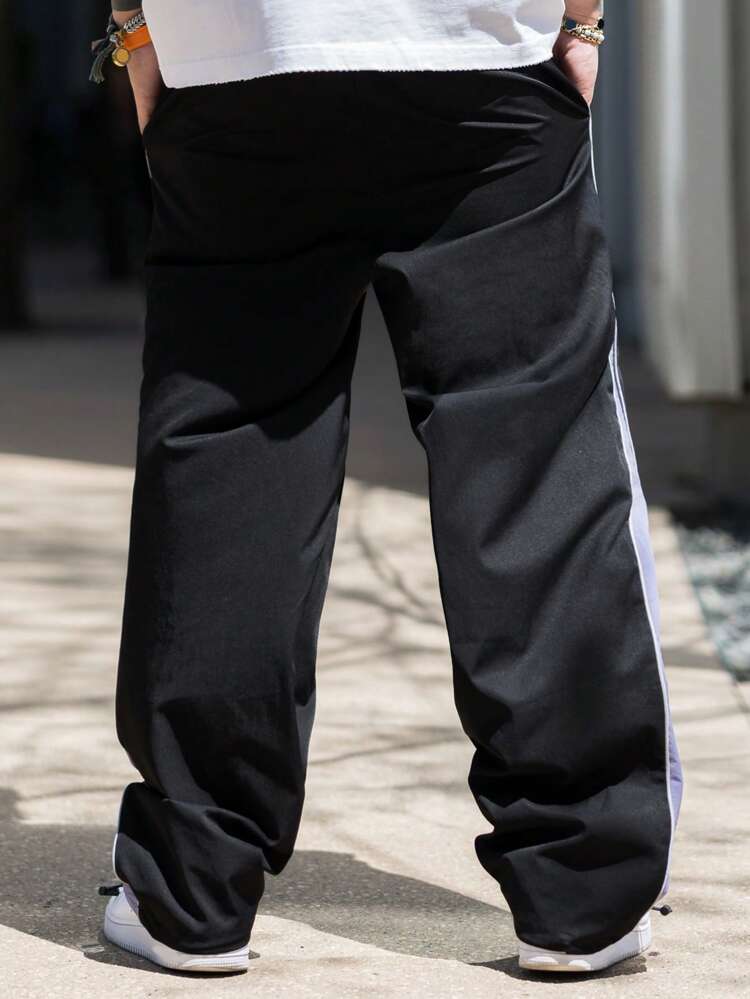 Men's Color Block Letter Print Casual Sports Pants, Spring Men Joggers