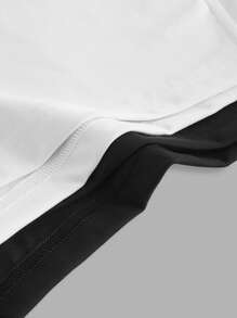 SHEIN BASICS 2pcs Solid Color Knitted Mid-Waist Tight Fit Workout Shorts For Plus Size - Black and White - View 5