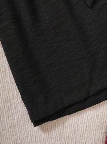 Calvaya 2 Stücke Damen Shorts in Übegrößen mit hoher Taille und Papiertütenraffung, Lässig Urlaubsshorts