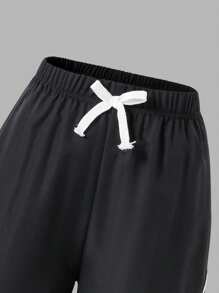 男童拉链宽松工装长裤 - 黑色 - 查看 6