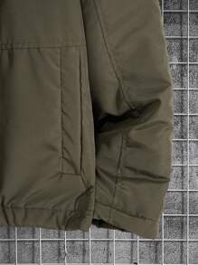 RueChic Abrigo acolchado con capucha con bolsillo con cremallera para hombre - Verde militar - Ver 4