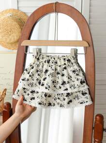 SHEIN Baby Girl New Floral Print Dress, Comfortable Casual Elegant Style, Suitable For Indoor & Outdoor Activities, Spring/Summer - Multicolor - View 9