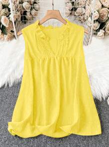 Linhara Plus Size Solid Color Sleeveless Shirt, Fashion Suitable For Summer