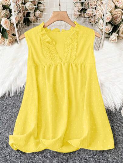 Linhara Plus Size Solid Color Sleeveless Shirt, Fashion Suitable For Summer