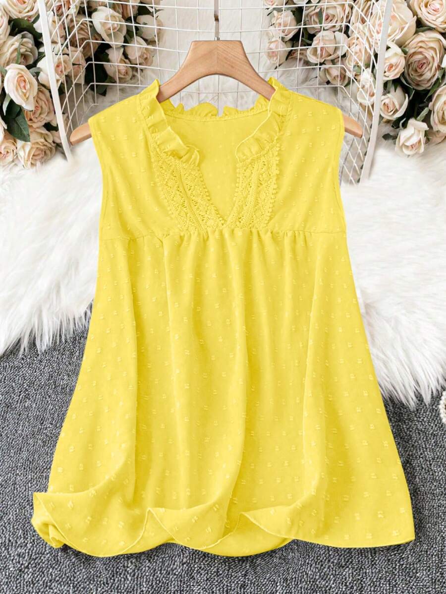 Linhara Plus Size Solid Color Sleeveless Shirt, Fashion Suitable For Summer