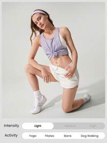 GLOWMODE Washed Pima Cotton Ready To Race Hip Length Racerback Active Tank Top Low Impact Daily Casual Wear - Mauve Purple - View 5