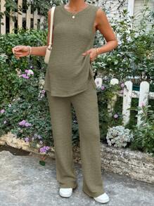 SHEIN Maternity Two Pieces Suits Summer - Army Green - View 3