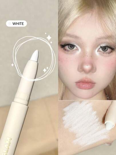 Big N' Bright Kajalstift, WeißEr Textmarker, Schimmernder Mehrzweck-Pigmentglanz, Gesichts-Make-Up Marke SchöNheit Make-Up Kosmetik FüR Damen MäDchen Perfekt FüR Herbst Winter Ideal FüR Y2K Schick Mode Geeignet FüR Geburtstag Weihnachten PräSent Party Fertig Beste Farbe