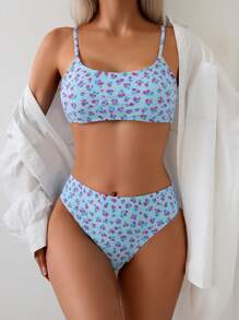 Swim Mod Printed Swimwear (Prints Will Be Random), Copyright Purchased For Summer Beach Vacation - Blue - View 3