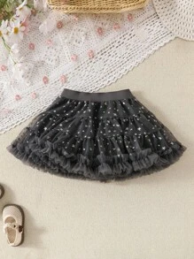 SHEIN 年轻女孩夏季休闲 3D 花卉印花吊带背心和网眼拼布迷你裙 - 粉色 - 查看 1