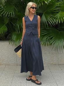 DAZY Women Two Pieces Outfits For Daily Wear - Navy Blue - View 4